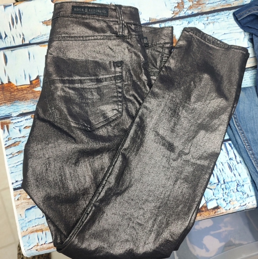 Rock & Republic Pants Metallic Silver Size 14
